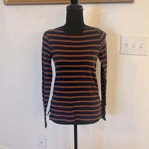 J. Crew Striped Shirt W/Shoulder YKK Zippers, 100% Cotton, Sz. XS.